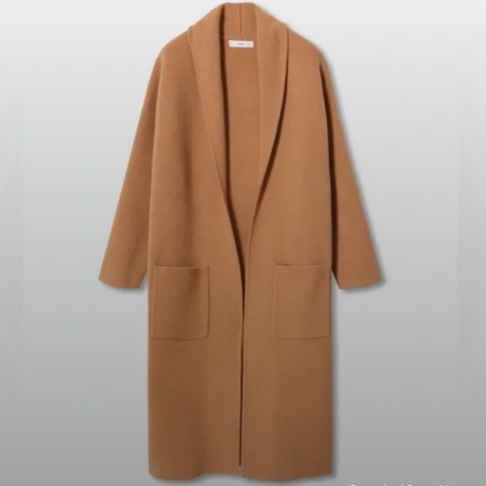 Mango long duster coat, camel